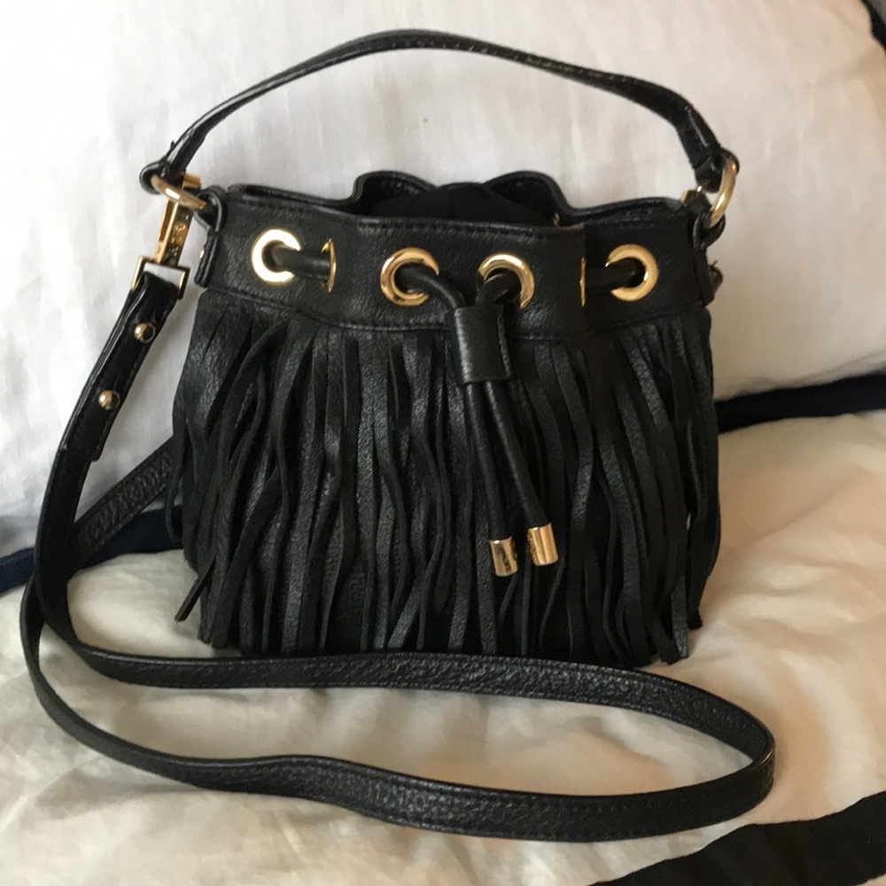 Milly Leather Fringe Crossbody Bag